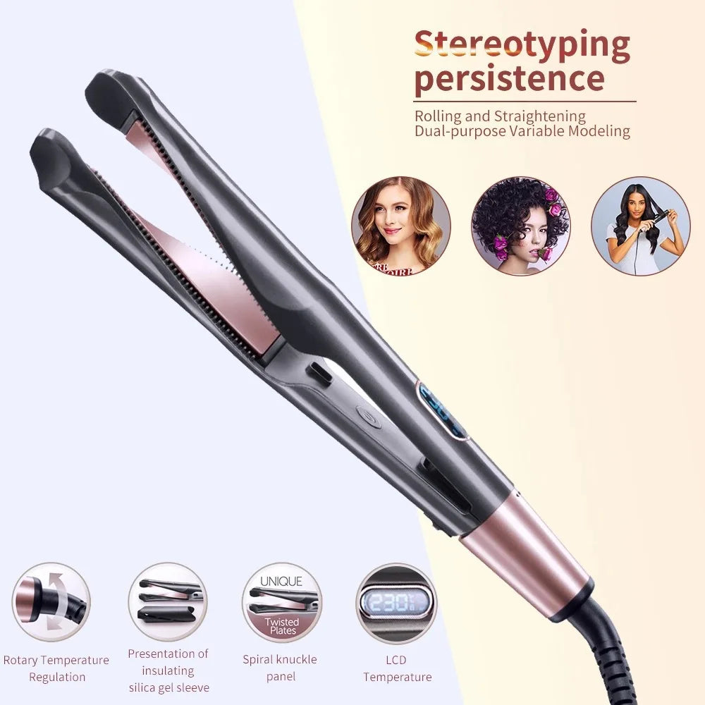 2-in-1 Hair Straightener Curler