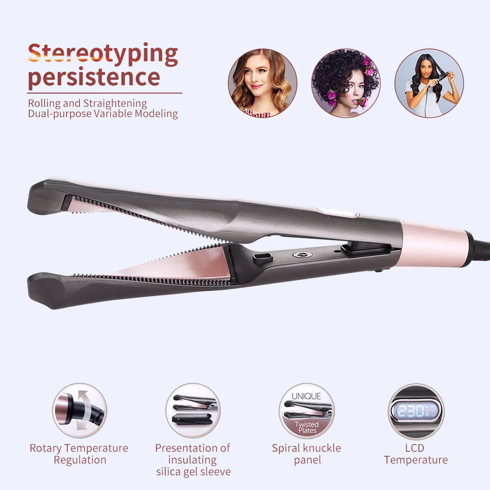 2-in-1 Hair Straightener Curler